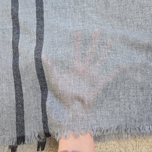 NWOT Portolano Grey with Navy Stripes Woven Cashmere - Picture 5 of 9